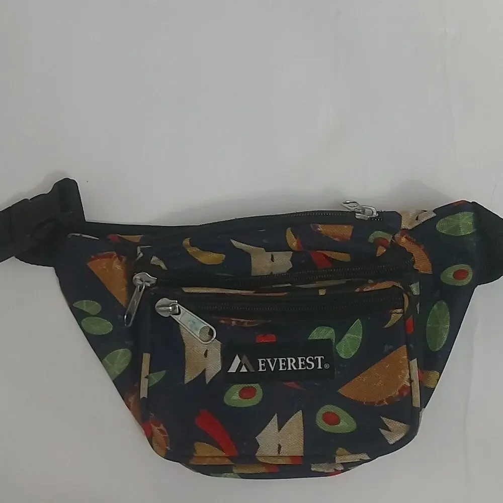Everest Navy Blue Fanny Pack Taco Food Print Belt 90s Gorpcore Granola Girl Twee